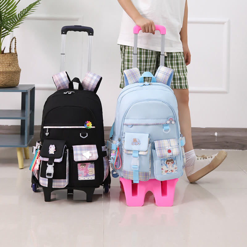 School Backpack for Kids – Cute Pattern Rolling Backpack with Adjustable Straps